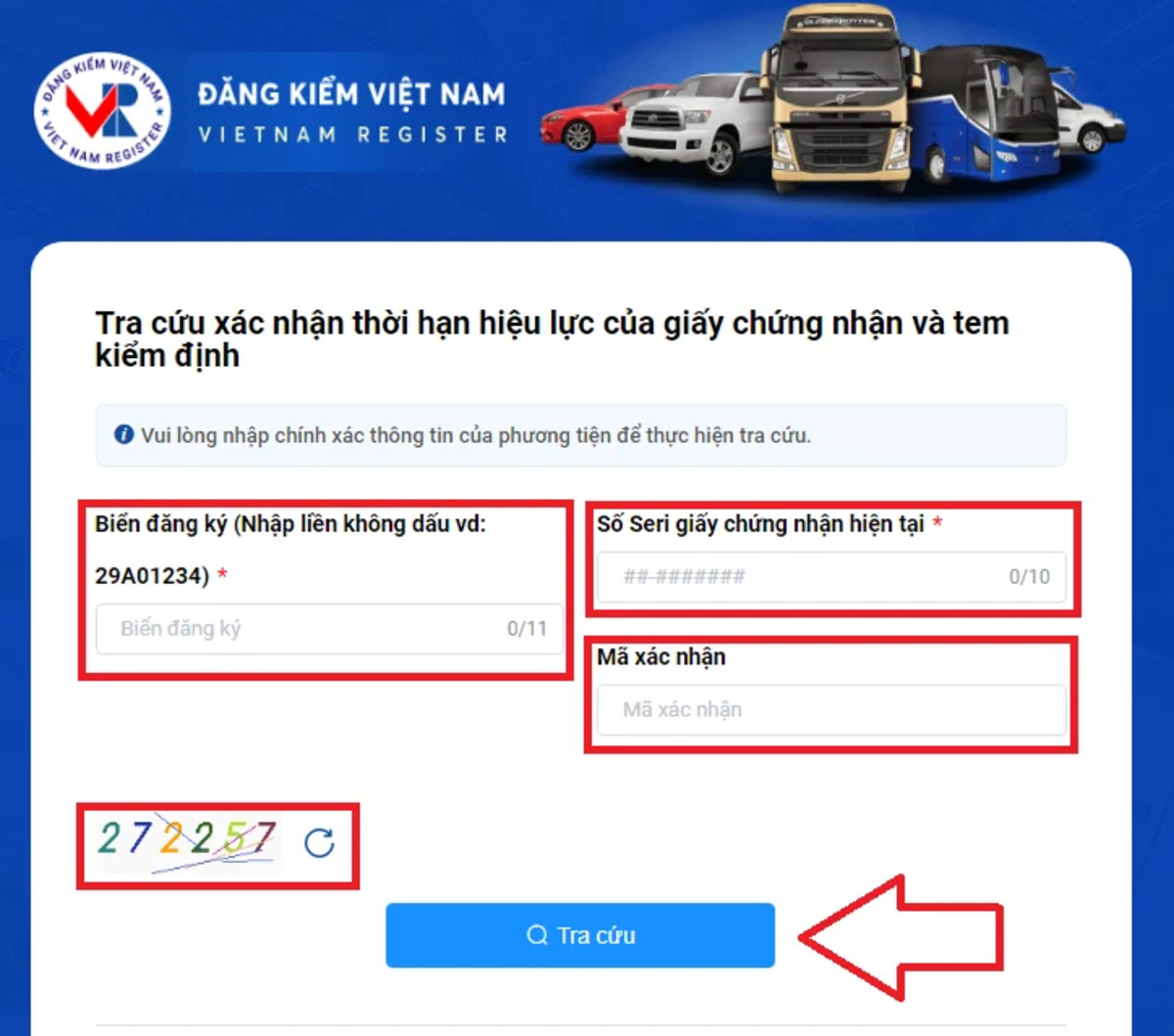 truy cap website de tra cuu han dang kiem cua xe o to Truy cập website để tra cứu hạn đăng kiểm của xe ô tô